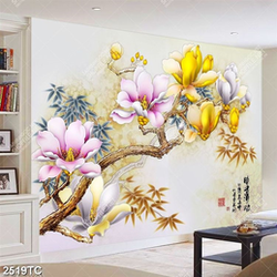 Tranh thư pháp hoa mộc lan