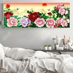 Tranh hoa mẫu đơn in tranh thêu