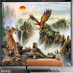 Tranh hổ và chim đại bàng sơn dầu