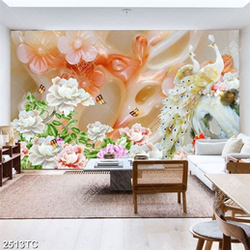 Tranh giả ngọc hoa mẫu đơn và công