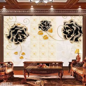 Tranh 3D lụa hoa hồng dán tường mới nhất