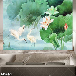 Tranh hoa Sen và chim Hạc