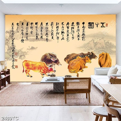 Tranh thư pháp và ngũ bò