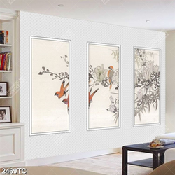 Tranh ghép 3 tấm chim và hoa mộc lan