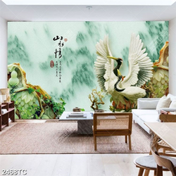 Tranh chim Hạc nền giả ngọc