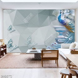 Tranh lụa 3D chim công