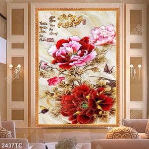 Tranh hoa mẫu đơn có khung