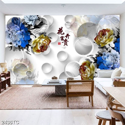 Tranh 3D hoa mẫu đơn dán tường đẹp