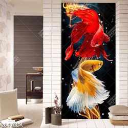 Tranh hai chú cá sim betta quẩy đuôi dài xinh đẹp in 3d Tranh hai chú cá sim betta quẩy đuôi dài xinh đẹp in 3d