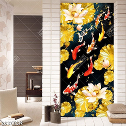 Tranh psd đàn cá chép dưới cành hoa mai vàng xinh đẹp Tranh psd đàn cá chép dưới cành hoa mai vàng xinh đẹp