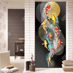 Tranh decor đàn cá chép tung tăng trong hồ sen khoe sắc Tranh decor đàn cá chép tung tăng trong hồ sen khoe sắc