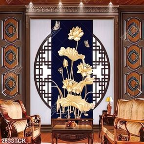 Tranh những bông hoa sen hồng chen chúc lá về đêm