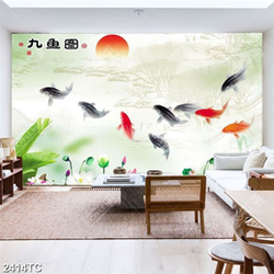 Tranh cá chép và hoa Sen