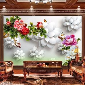 Tranh hoa mẫu đơn nền 3D