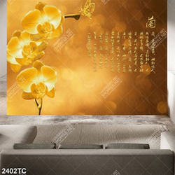 Tranh tài lộc thư pháp hoa lan