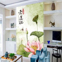 Tranh psd bông hoa sen hồng bên đàn cá chép xinh đẹp