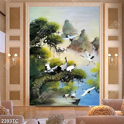 Tranh son dầu và chim Hạc