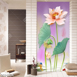 Tranh in tường đầm hoa sen trắng khoe sắc trong đêm