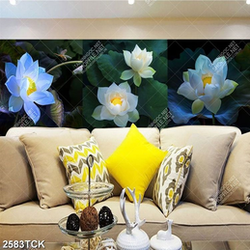 Tranh nghệ thuật những bông hoa sen trắng trong hồ nước