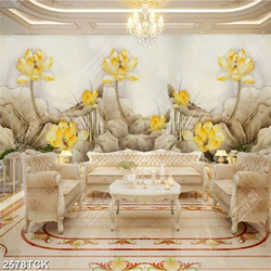 Tranh treo tường hoa sen hồng và cá chép giả ngọc psd