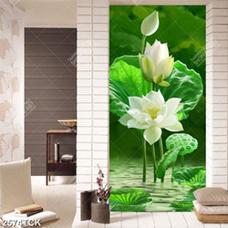 Tranh đôicá chép vàng bơi trong hồ sen hồng dáp vàng