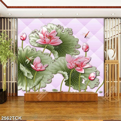 Tranh psd hoa sen hồng cá chép  và chú chuồn chuồn nhỏ