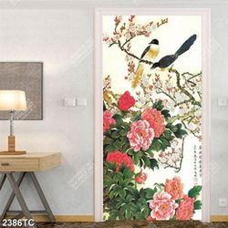 Tranh khổ dọc chim và hoa mẫu đơn