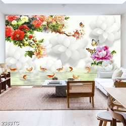 Tranh hoa mẫu đơn và cá chép