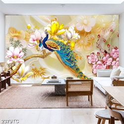 Tranh giả ngọc hoa mộc lan và chim công