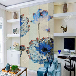 Tranh nghệ thuật hoa sen và đàn cá chép tren nền xám