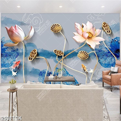 Tranh hai chú cá sim betta màu xanh xinh đẹp in 5d