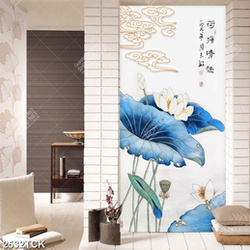 Tranh những bông hoa sen  khoe sắc trong hồ giả ngọc