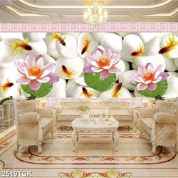 Tranh in canvas đàn cá chép vàng trong hồ sen khoe sắc