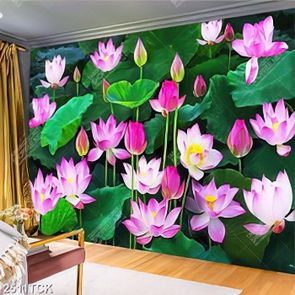 Tranh bông hoa sen vàng khoe sắc xinh đẹp trong đêm tối