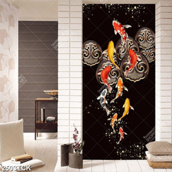 Tranh trang trí những chú cá chép vàng khoe sắc trong hồ