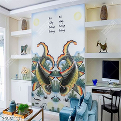 Tranh đàn cá chép vui đùa bên những cây rông xanh  psd Tranh đàn cá chép vui đùa bên những cây rông xanh  psd