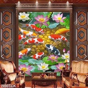 Tranh nghệ thuật đàn bướm bay bên bông mẫu đơn vàng