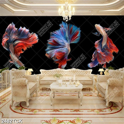 Tranh bông ba chú cá sim betta quẩy đuôi dài xinh đẹp