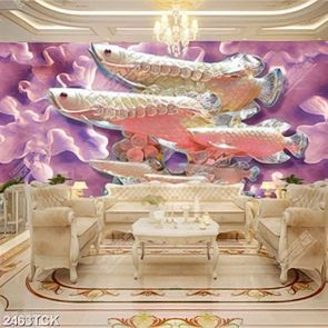 Tranh cá chép vàng đúc đồng bên hồ sen giả ngọc in 5d