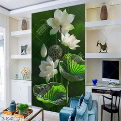 Tranh psd bông sen trắng khoe sắc trong đêm in tường