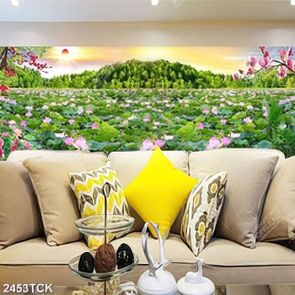 Tranh decor bạt ngàn hoa sen trong đầm dưới ánh mặt trời