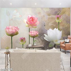 Tranh những bông hoa sen hồng cô đơn khơ sắc thắm