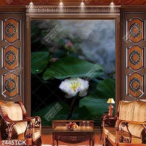 Tranh nghệ thuật sơn dầu hoa sen hồng trong màn đêm