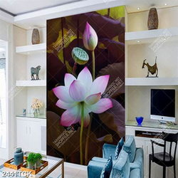 Tranh in uv bông hoa sen trắng nhiều cánh trong hồ