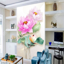 Tranh hhoa mẫu đơn và cá chép vàng trang trí tường