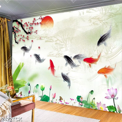 Tranh bông hoa sen giả ngọc bên những viên ngọc in uv