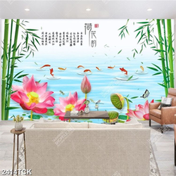 Tranh in canvas đàn cá chép vàng vẫy đuôi xinh đẹp