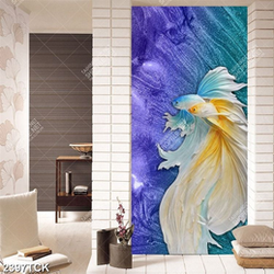 Tranh psd hai chú cá sim betta khoe màu sắc rực rỡ