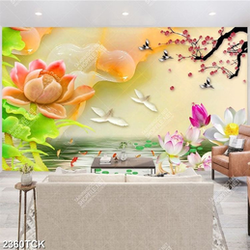 Tranh những bông hoa sen màu hồng giả ngọc trong hồ Tranh những bông hoa sen màu hồng giả ngọc trong hồ