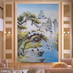 Tranh sơn dầu chim Hạc và cây Tùng